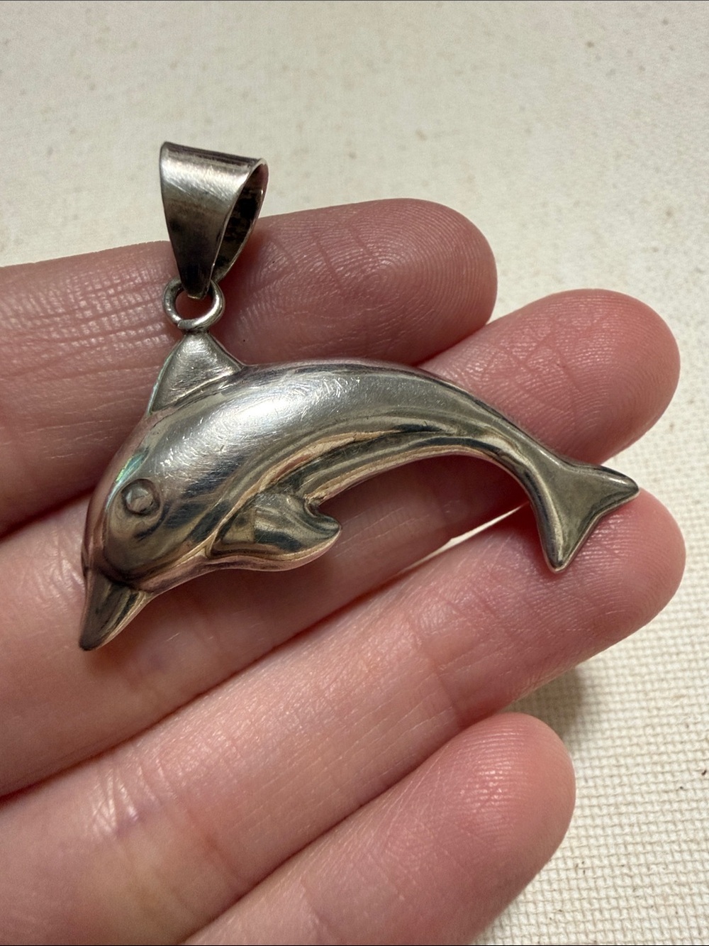 Lovely Sterling Silver 925 Dolphin Pendant Necklace